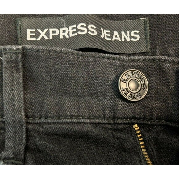 EXPRESS Jeans Women's 2 Skinny Legging Mid-Rise Black Distressing w Sequins - Picture 9 of 10